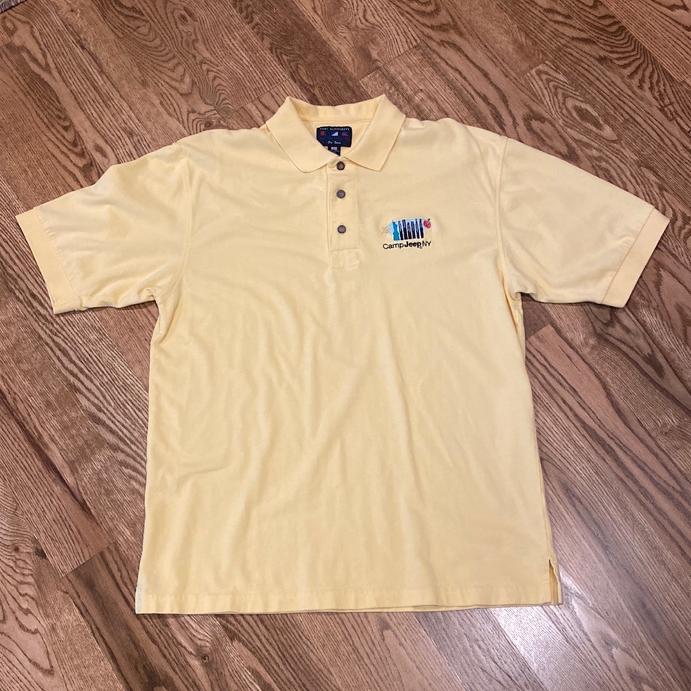 Mens 100% cotton vintage Camp Jeep NY embroidered polo shirt